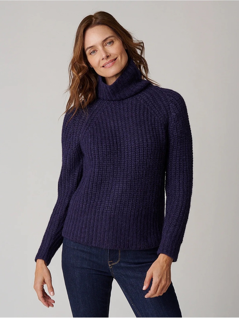 New Pacas Navy Alpaca Chunky Knit Turtleneck Sweater Sz XL NWT